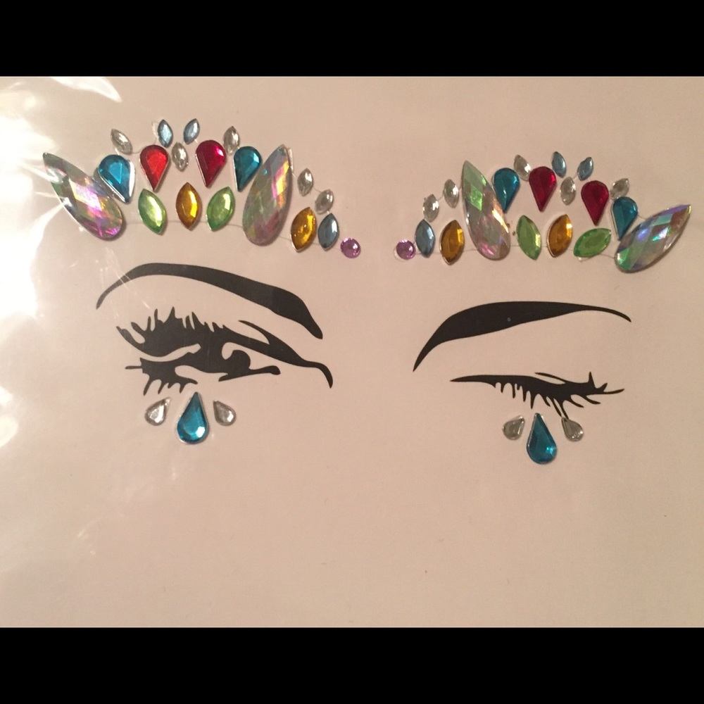 🎀 Beautiful colorful iridescent festival face jewel set